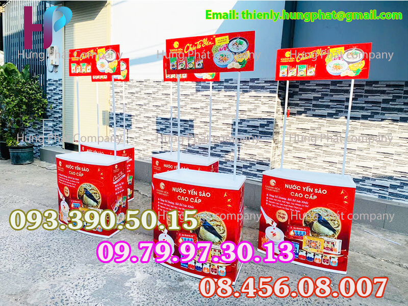 quầy sampling gấp gọn bằng nhựa